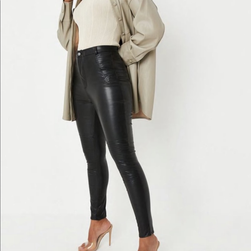 Missguided Black Faux Leather Biker Pants